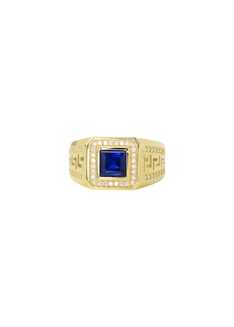 Bague Homme Chevalière Versace en Or 10k Pierre .